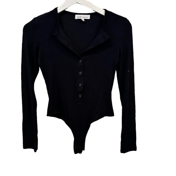 Betro Simone Cash Long-Sleeve Bodysuit Women’s XS Small  black stretch button up - Picture 1 of 8